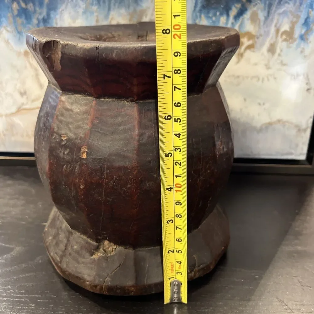 Turkish Anatolian Wooden Mortar Old Hand Carved Vintage Antique Heavy No Pestle